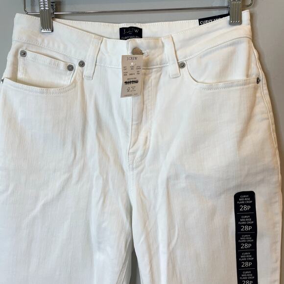 J.Crew Factory Curvy Mid Rise Flare Crop Jean Signature Stretch CG434 White P28 - Picture 3 of 16